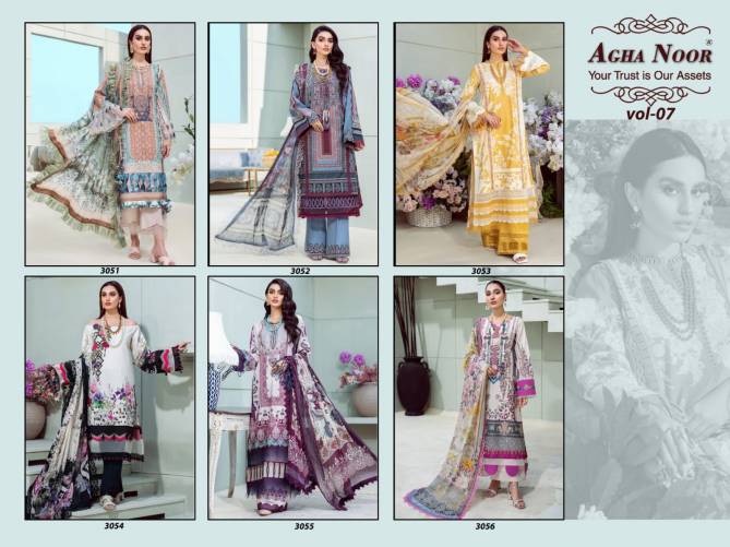 Agha Noor 7 Fancy Casual Wear Laxury Lawn Karachi Cotton Dress Material Collection